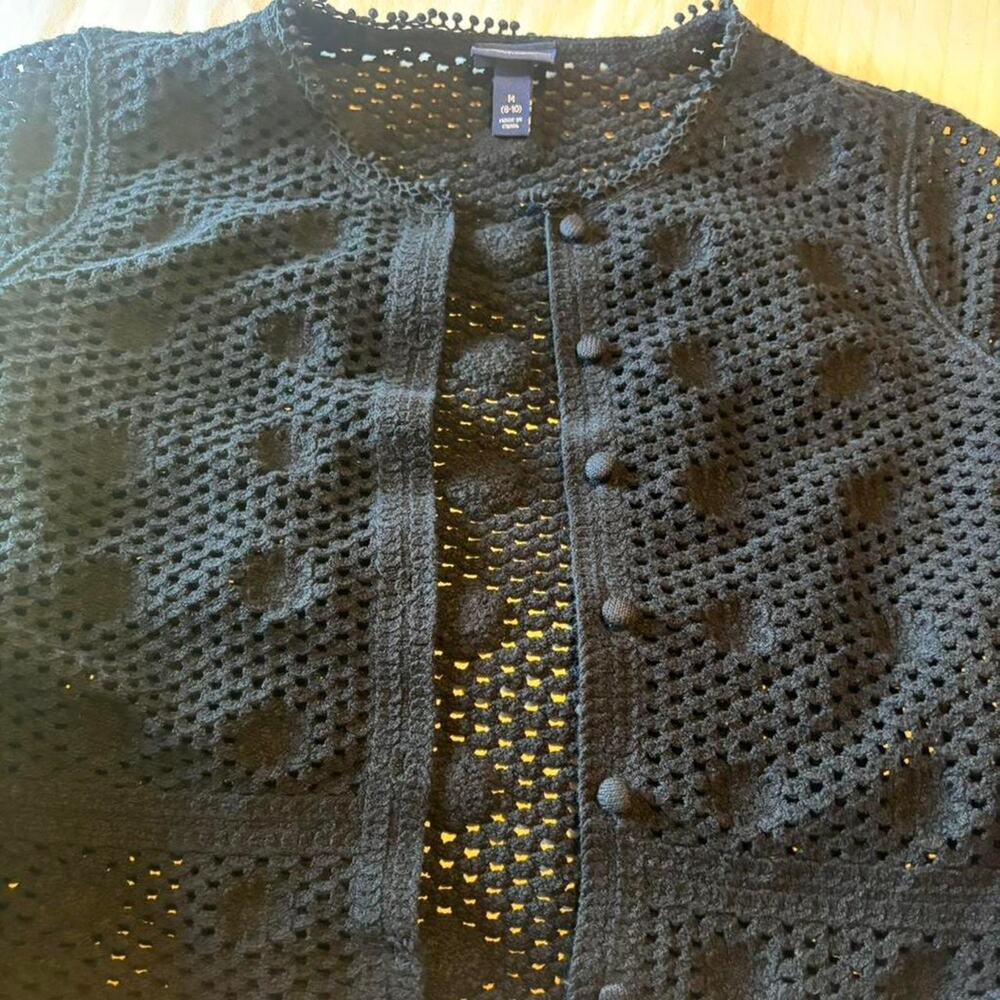Scoop black crochet cardigan with - Picture 6 of 6